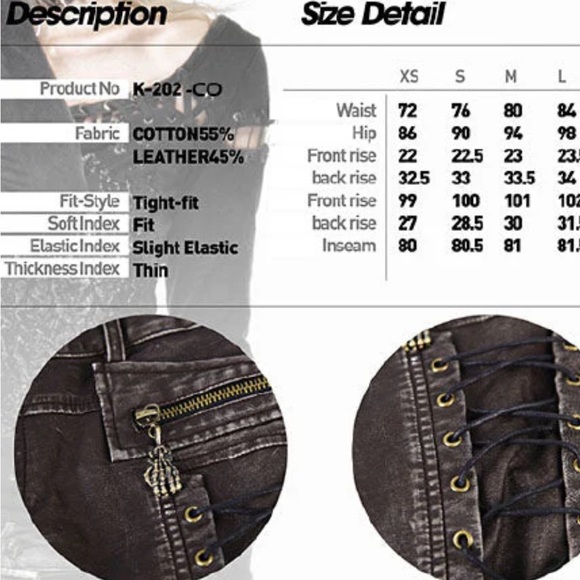 Punk Rave leather European goth club pants - Picture 9 of 10